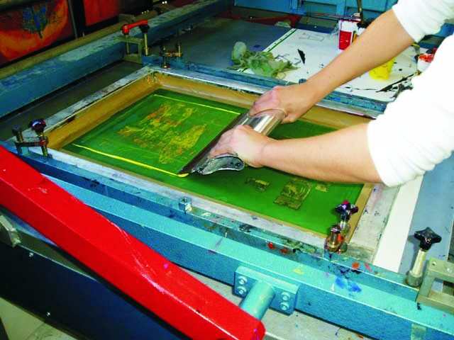 Screen printing in progress